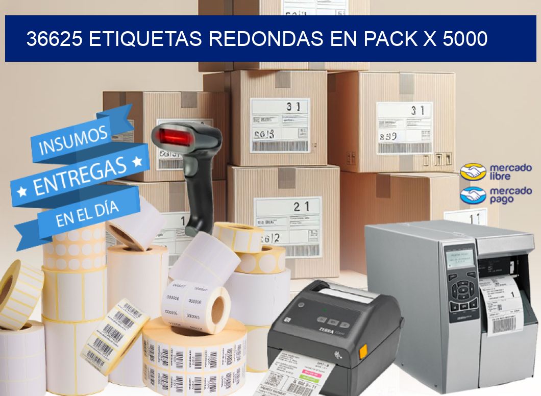 36625 ETIQUETAS REDONDAS EN PACK X 5000