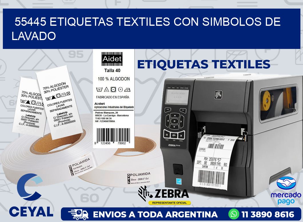 55445 ETIQUETAS TEXTILES CON SIMBOLOS DE LAVADO