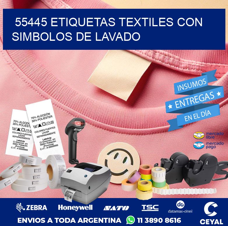 55445 ETIQUETAS TEXTILES CON SIMBOLOS DE LAVADO