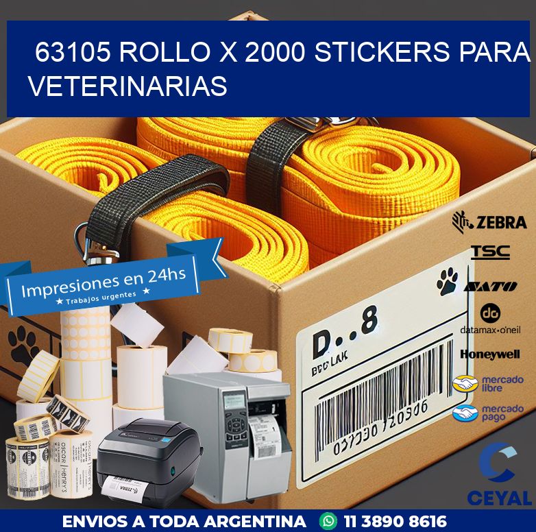 63105 ROLLO X 2000 STICKERS PARA VETERINARIAS