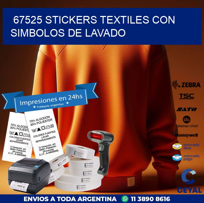 67525 STICKERS TEXTILES CON SIMBOLOS DE LAVADO