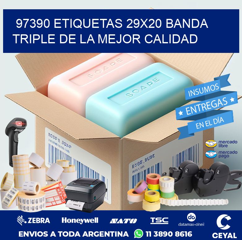 97390 ETIQUETAS 29X20 BANDA TRIPLE DE LA MEJOR CALIDAD