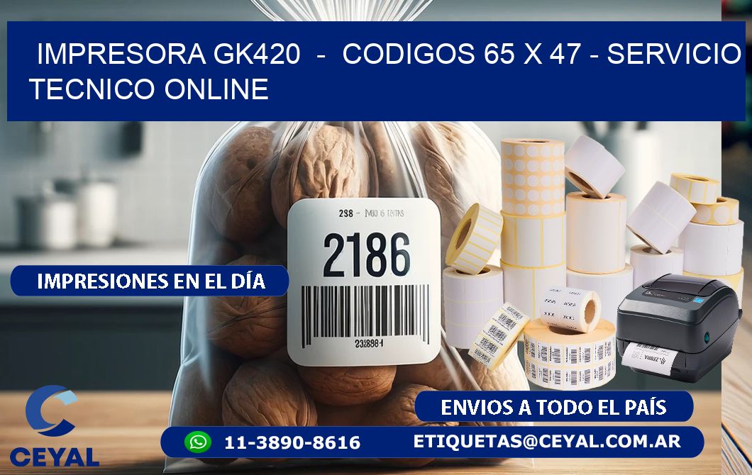 IMPRESORA GK420  -  CODIGOS 65 x 47 - SERVICIO TECNICO ONLINE