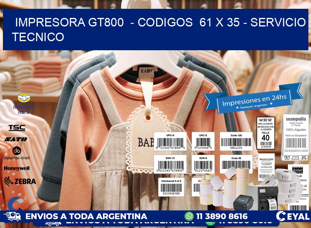 IMPRESORA GT800  - CODIGOS  61 x 35 - SERVICIO TECNICO