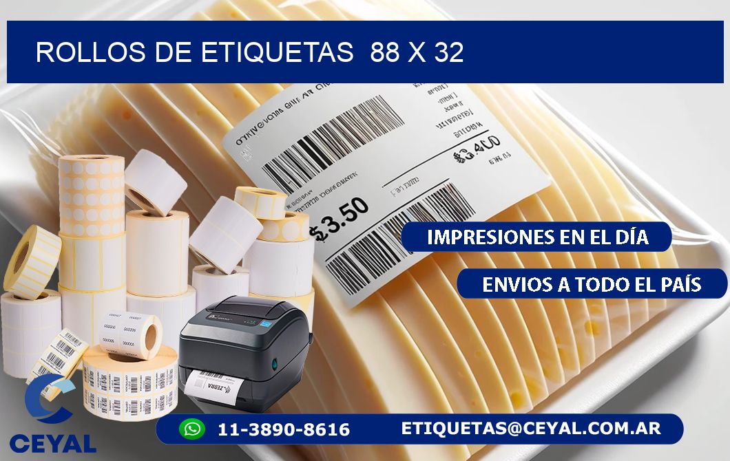 ROLLOS DE ETIQUETAS  88 x 32