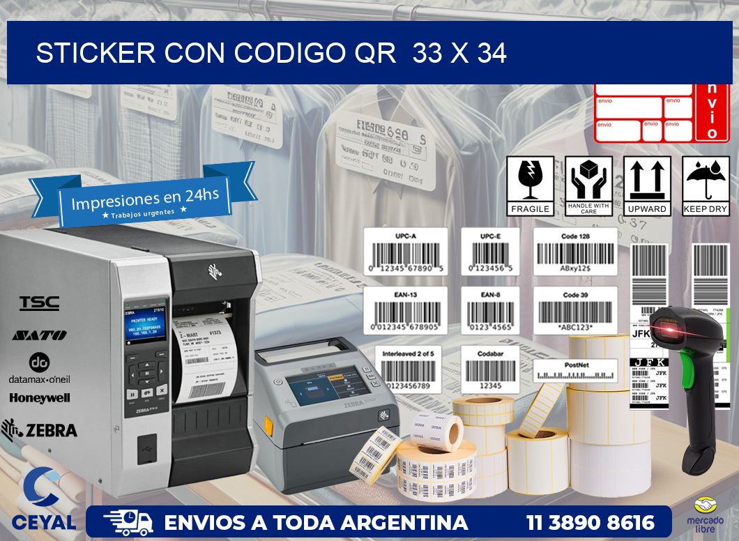 STICKER CON CODIGO QR  33 x 34