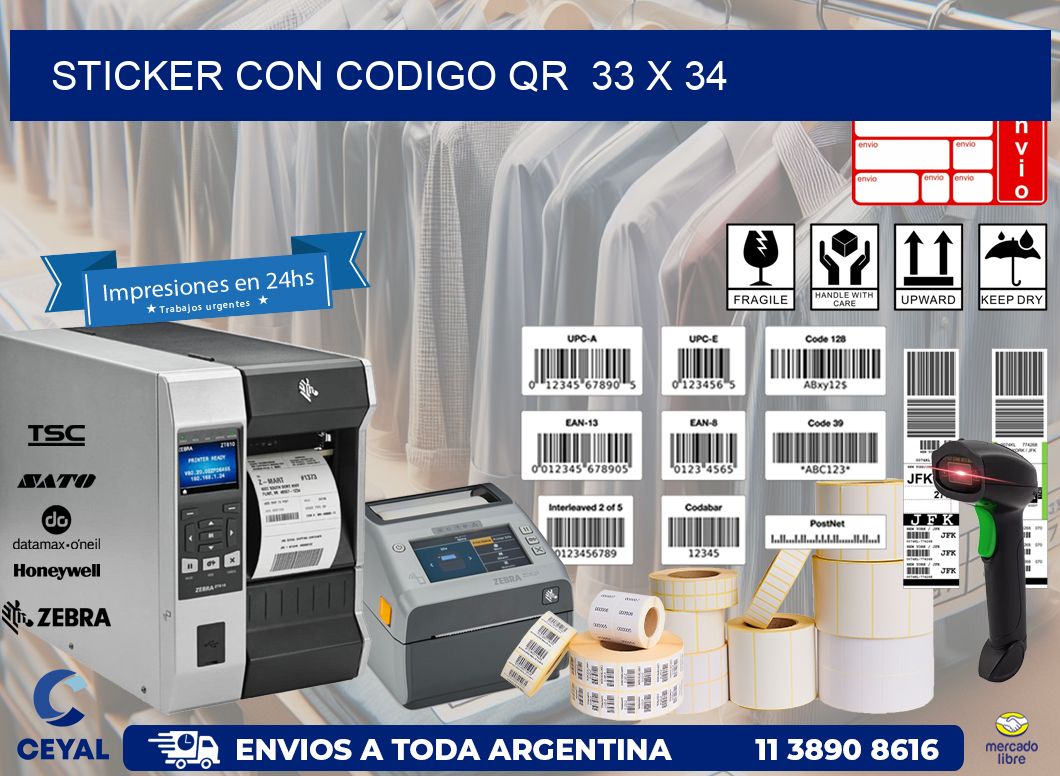 STICKER CON CODIGO QR  33 x 34