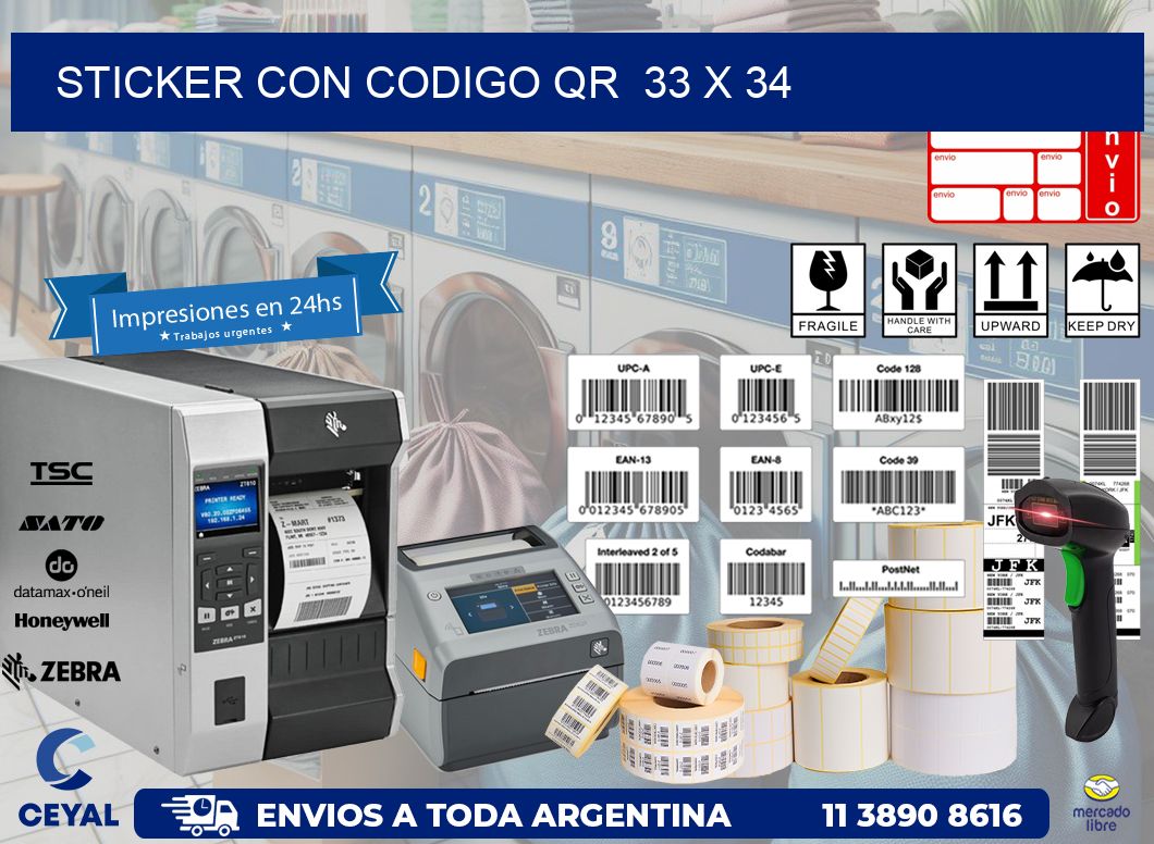 STICKER CON CODIGO QR  33 x 34