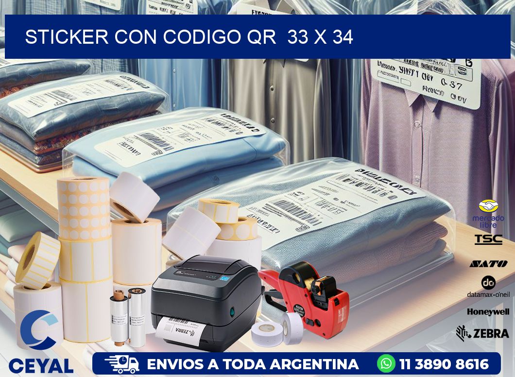STICKER CON CODIGO QR  33 x 34