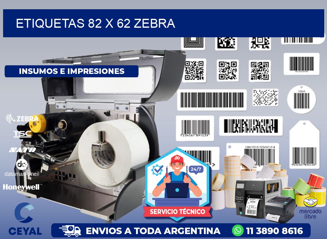 ETIQUETAS 82 x 62 ZEBRA