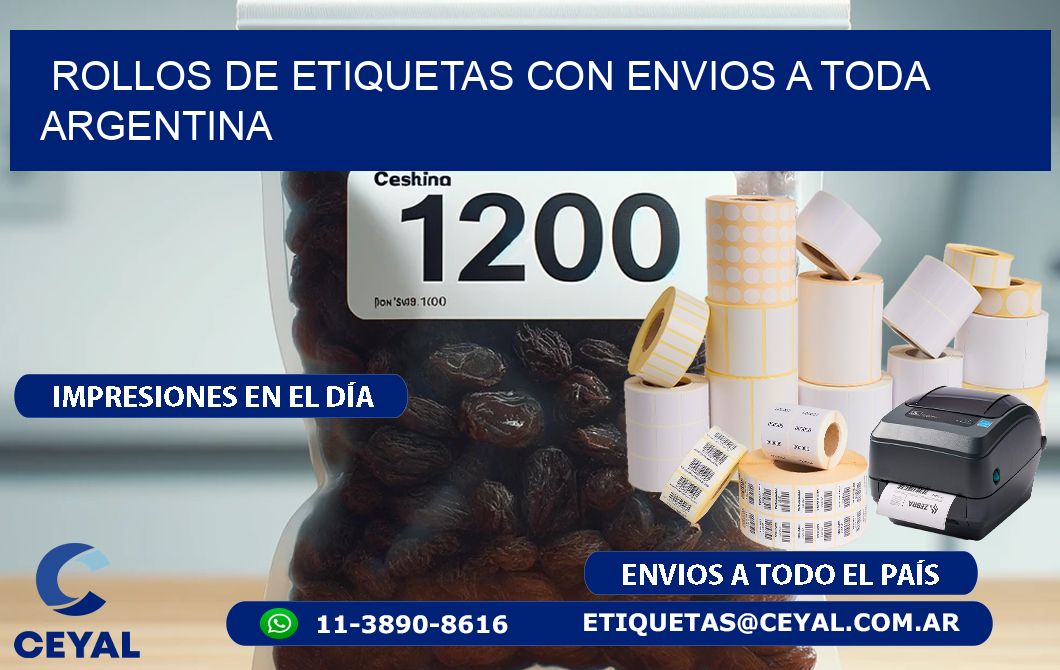 ROLLOS DE ETIQUETAS CON ENVIOS A TODA ARGENTINA