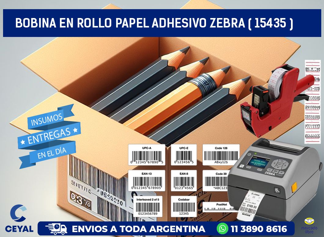 BOBINA EN ROLLO PAPEL ADHESIVO ZEBRA ( 15435 )