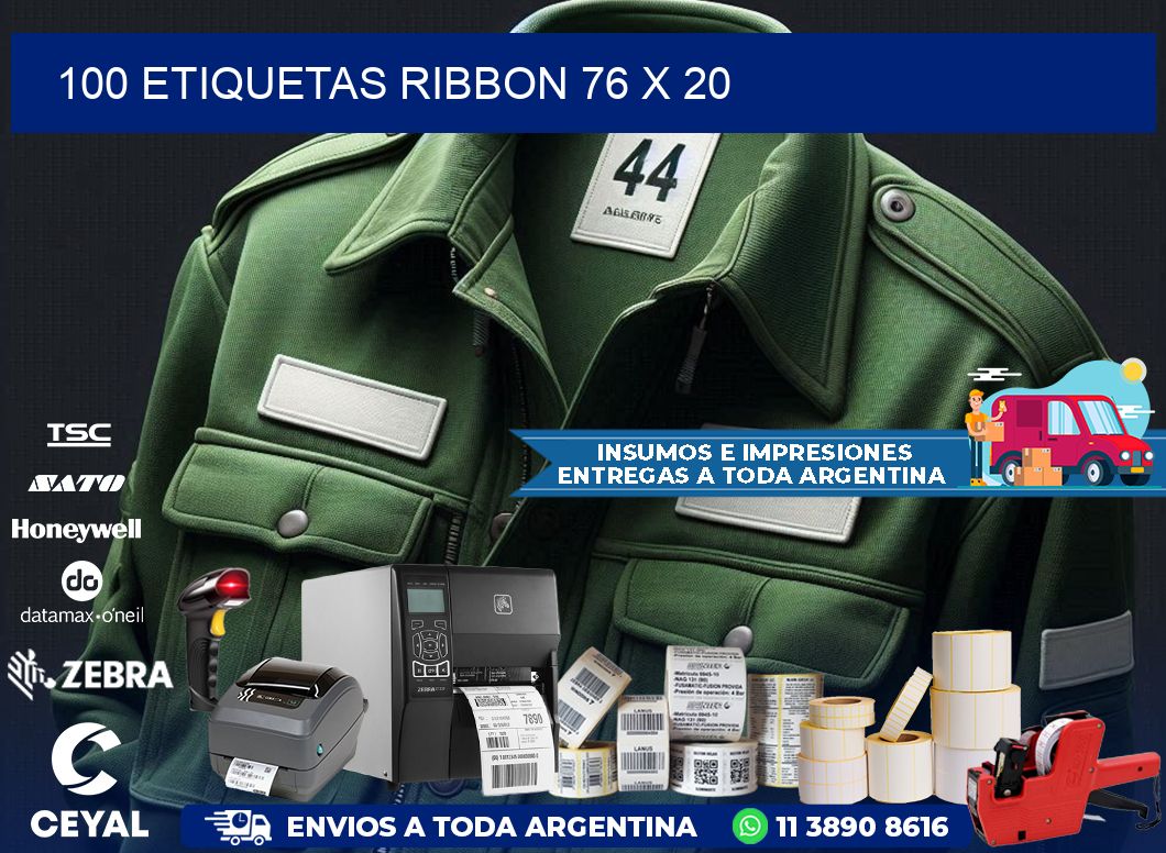 100 ETIQUETAS RIBBON 76 x 20