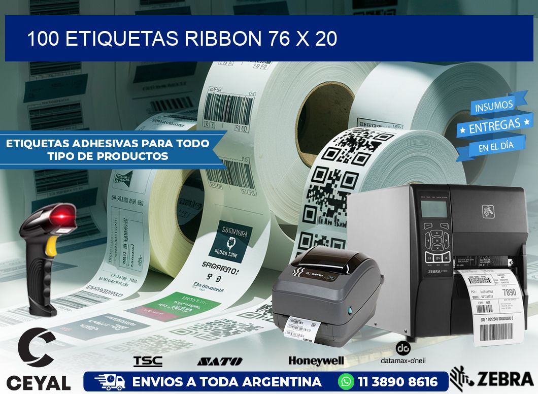 100 ETIQUETAS RIBBON 76 x 20