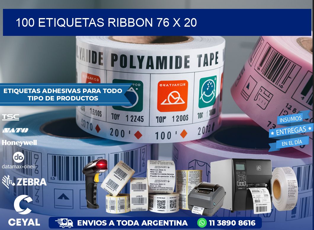 100 ETIQUETAS RIBBON 76 x 20