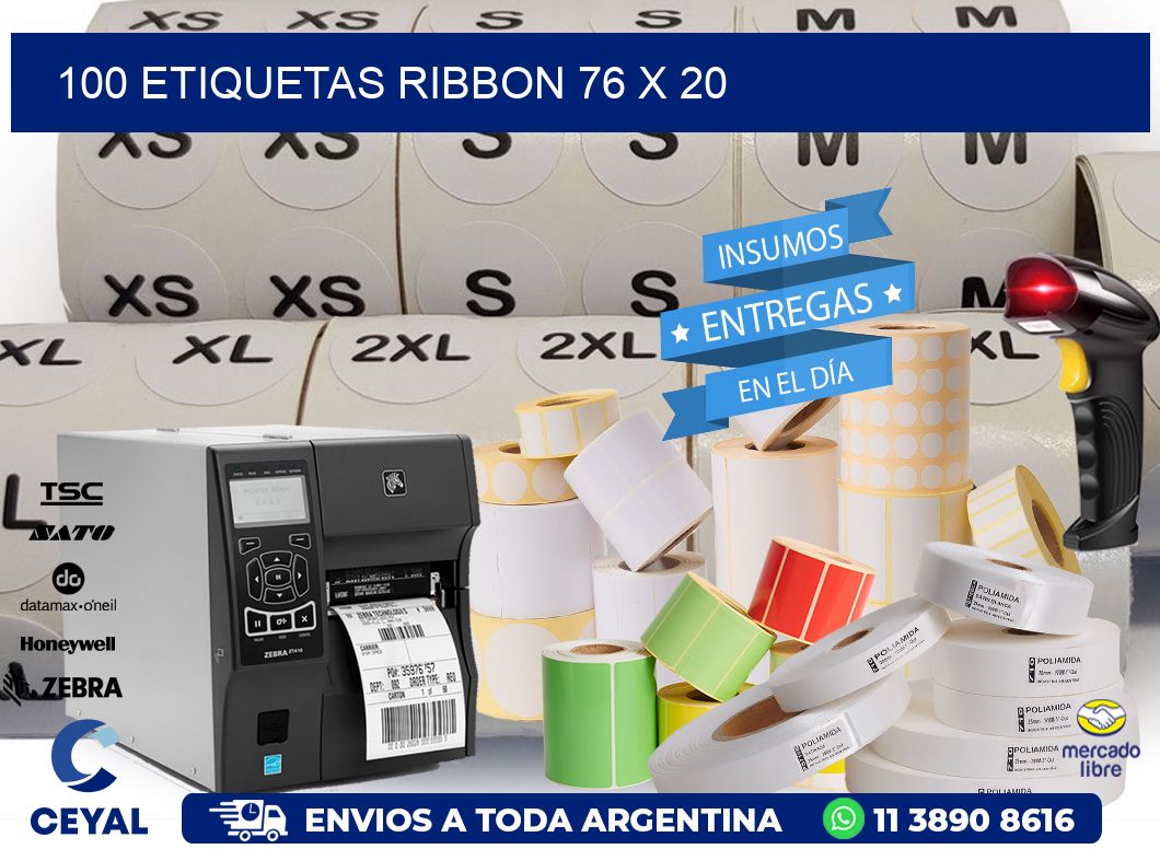 100 ETIQUETAS RIBBON 76 x 20