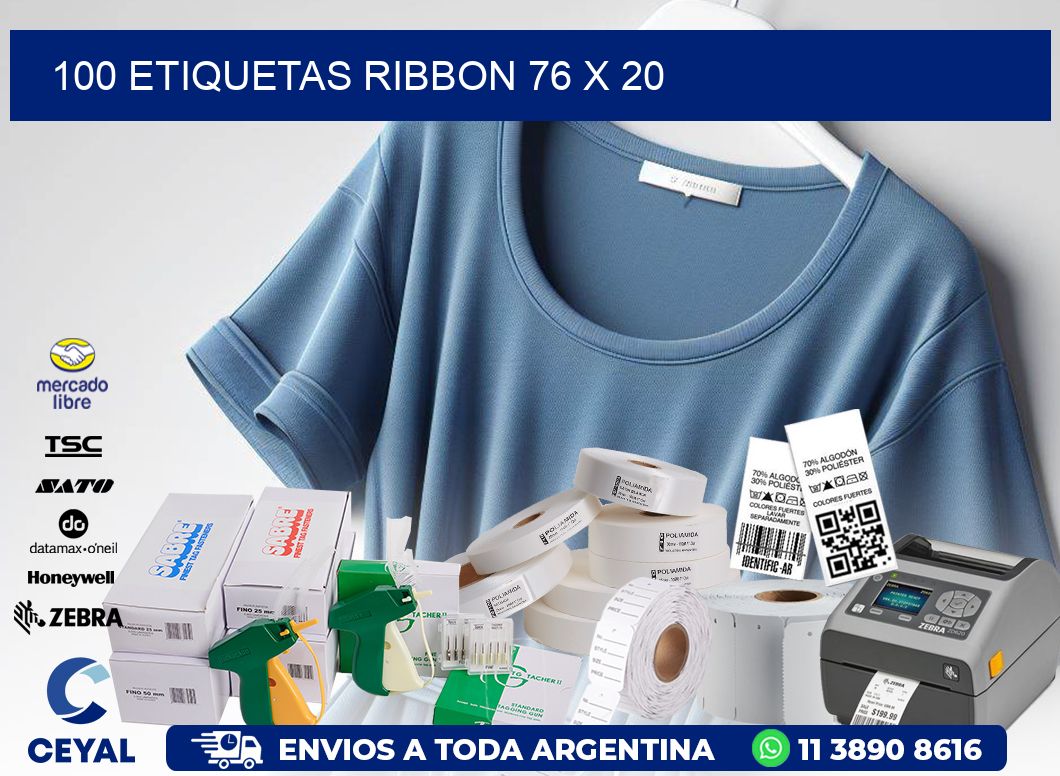 100 ETIQUETAS RIBBON 76 x 20