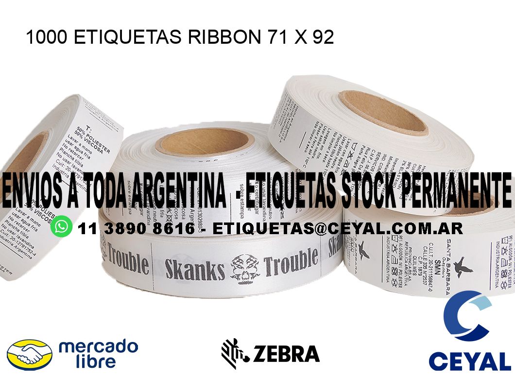 1000 ETIQUETAS RIBBON 71 x 92