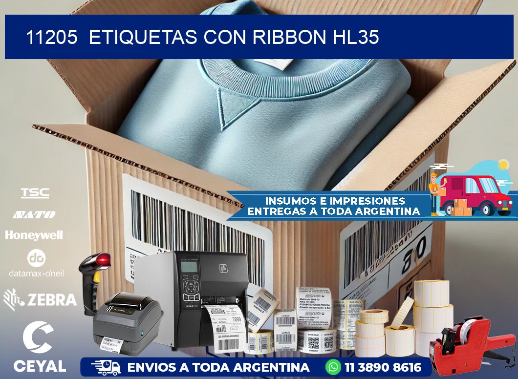 11205  ETIQUETAS CON RIBBON HL35