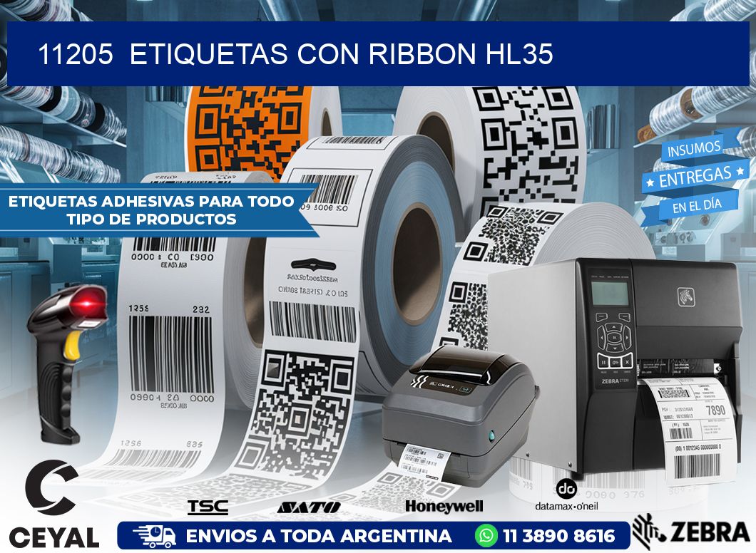 11205  ETIQUETAS CON RIBBON HL35