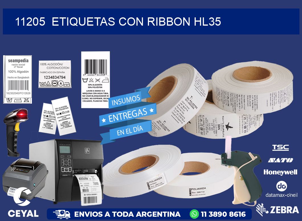 11205  ETIQUETAS CON RIBBON HL35