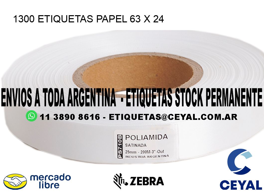 1300 ETIQUETAS PAPEL 63 x 24