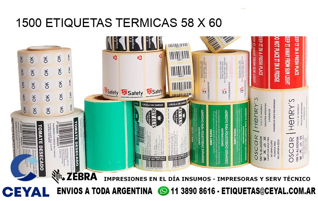 1500 ETIQUETAS TERMICAS 58 x 60