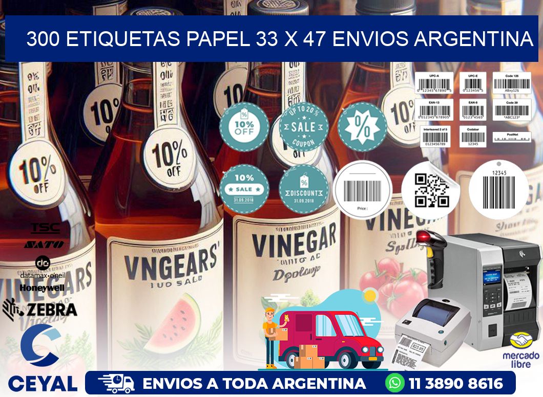 300 ETIQUETAS PAPEL 33 x 47 ENVIOS ARGENTINA