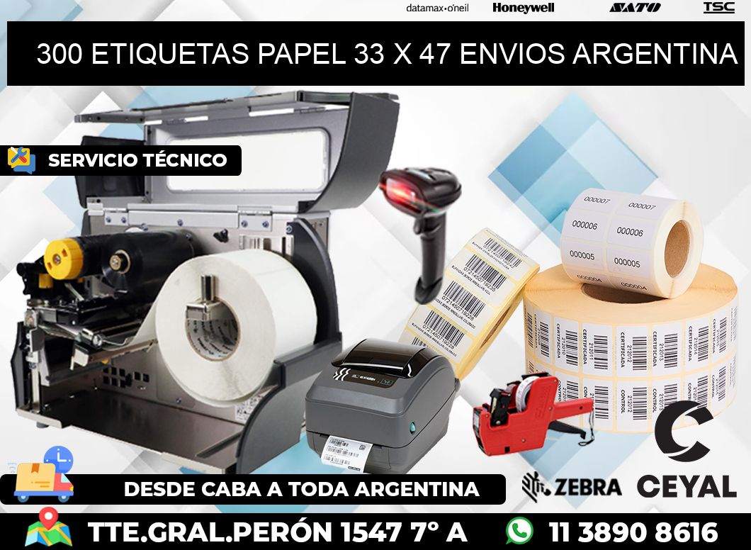 300 ETIQUETAS PAPEL 33 x 47 ENVIOS ARGENTINA