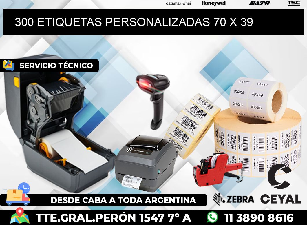 300 ETIQUETAS PERSONALIZADAS 70 x 39