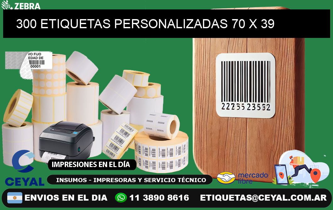 300 ETIQUETAS PERSONALIZADAS 70 x 39