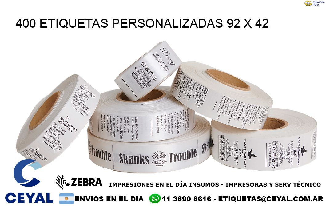 400 ETIQUETAS PERSONALIZADAS 92 x 42