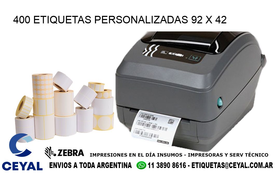 400 ETIQUETAS PERSONALIZADAS 92 x 42