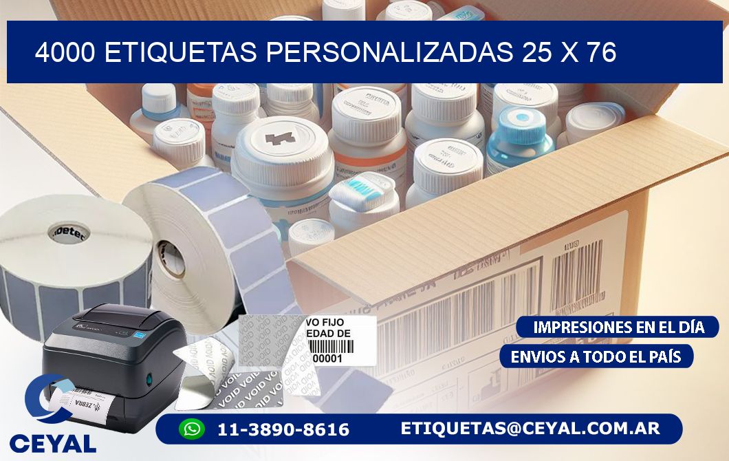 4000 ETIQUETAS PERSONALIZADAS 25 x 76