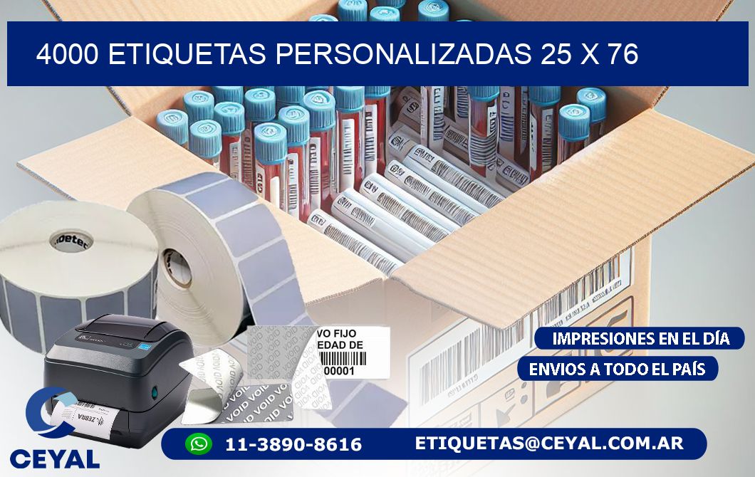 4000 ETIQUETAS PERSONALIZADAS 25 x 76