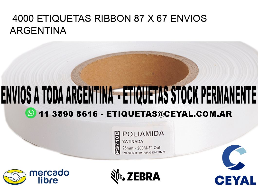 4000 ETIQUETAS RIBBON 87 x 67 ENVIOS ARGENTINA