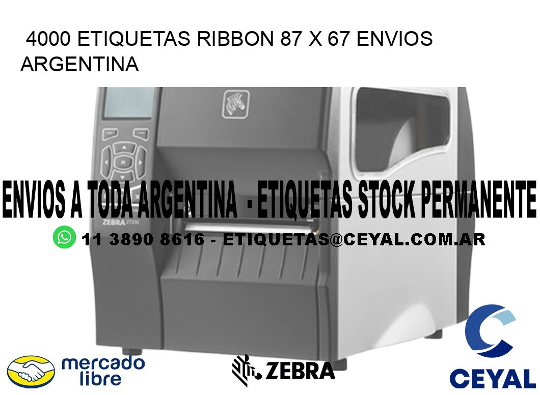 4000 ETIQUETAS RIBBON 87 x 67 ENVIOS ARGENTINA