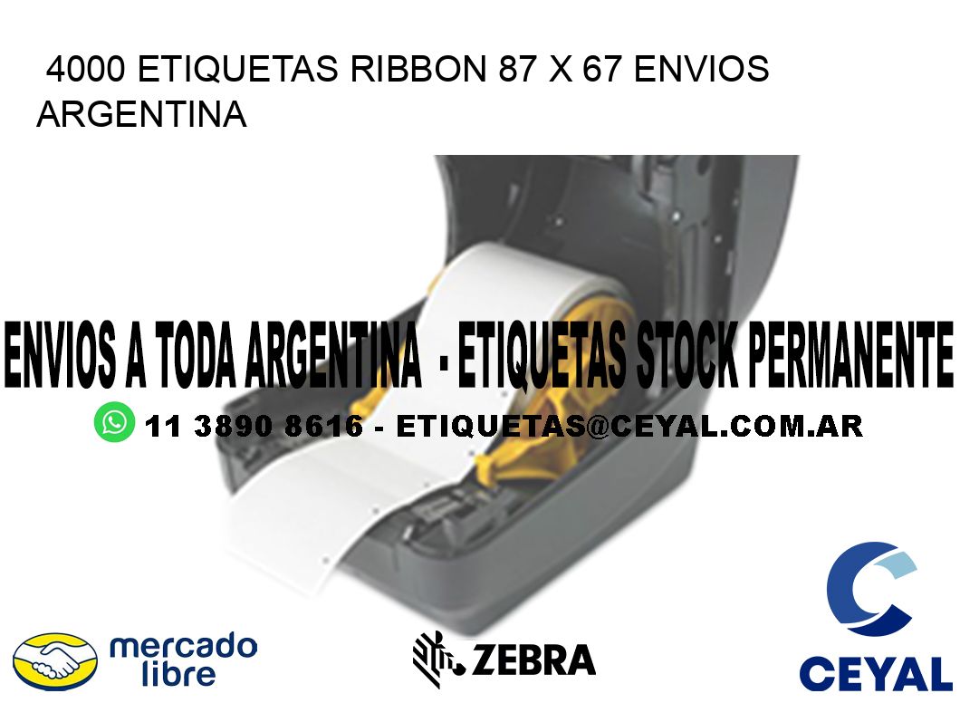 4000 ETIQUETAS RIBBON 87 x 67 ENVIOS ARGENTINA