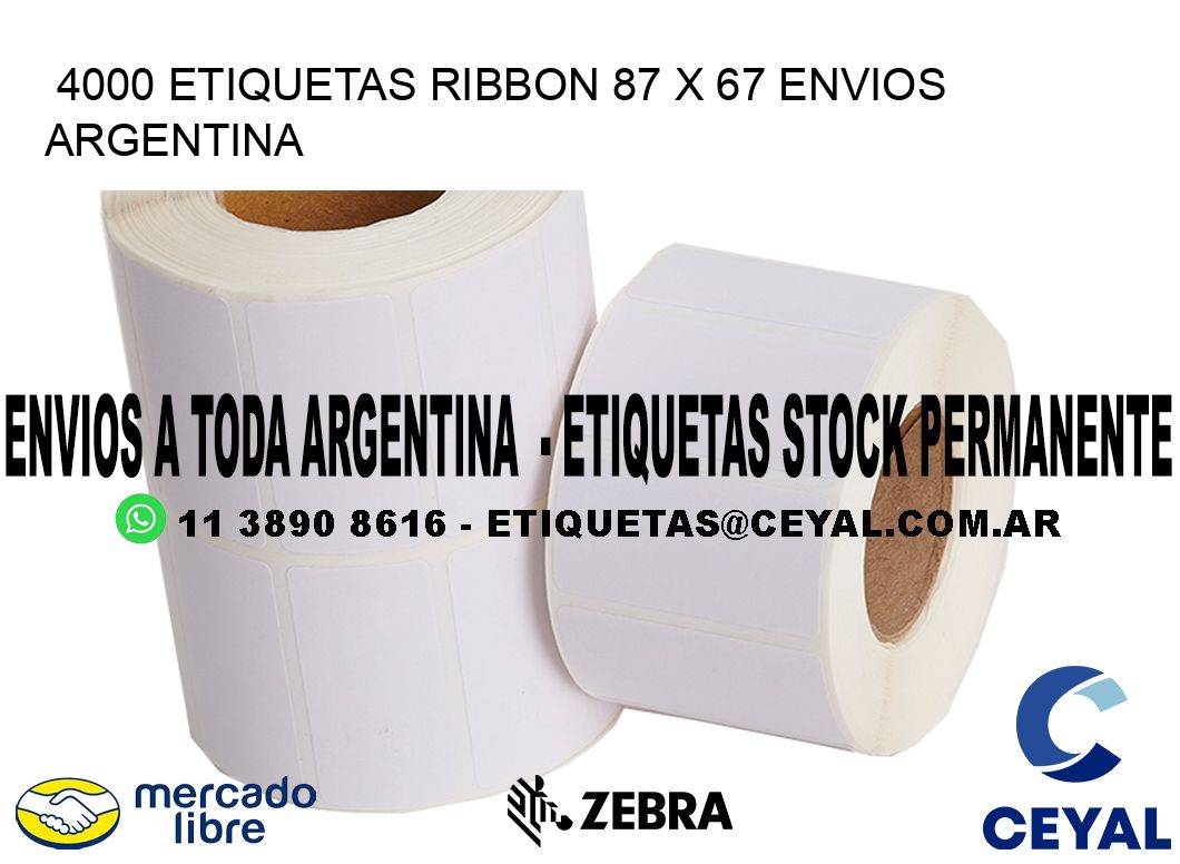 4000 ETIQUETAS RIBBON 87 x 67 ENVIOS ARGENTINA