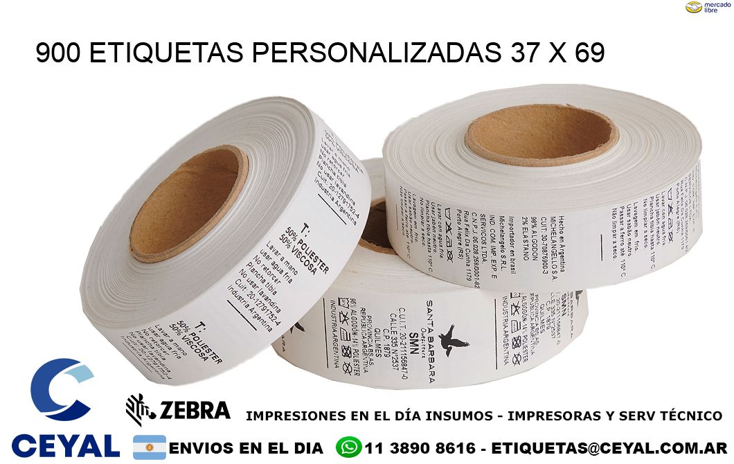 900 ETIQUETAS PERSONALIZADAS 37 x 69