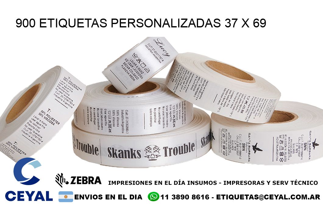 900 ETIQUETAS PERSONALIZADAS 37 x 69