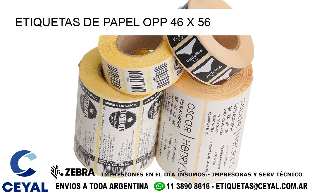 ETIQUETAS DE PAPEL OPP 46 x 56