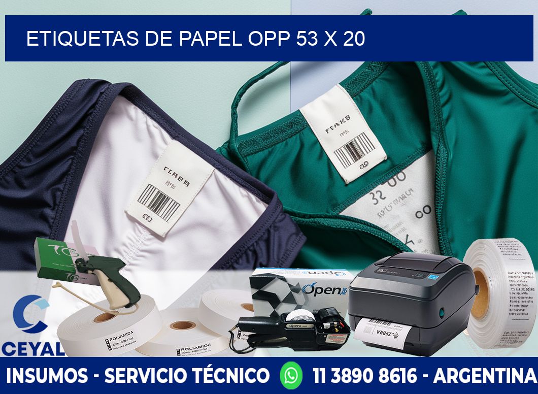 ETIQUETAS DE PAPEL OPP 53 x 20