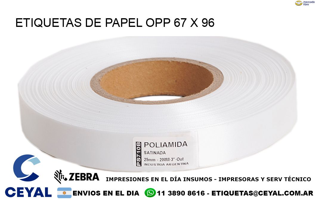 ETIQUETAS DE PAPEL OPP 67 x 96