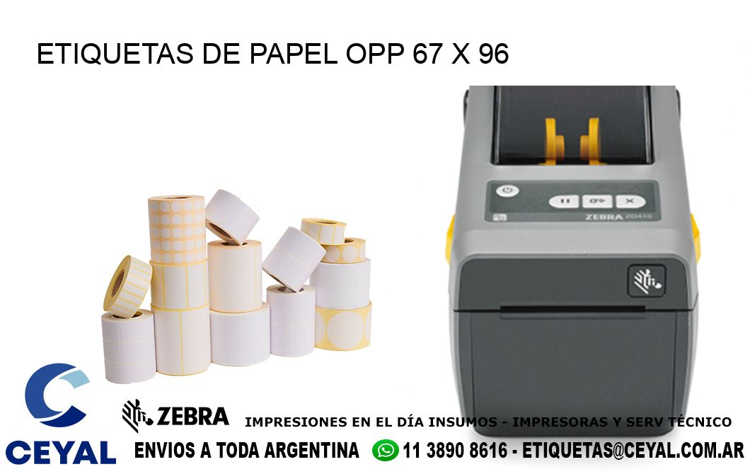 ETIQUETAS DE PAPEL OPP 67 x 96