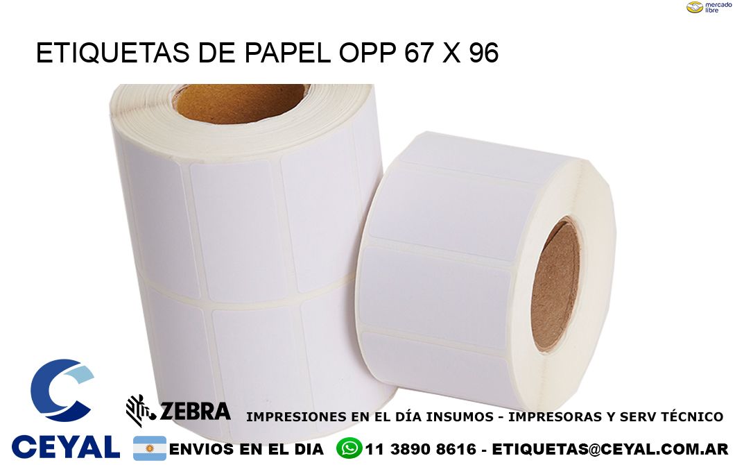 ETIQUETAS DE PAPEL OPP 67 x 96