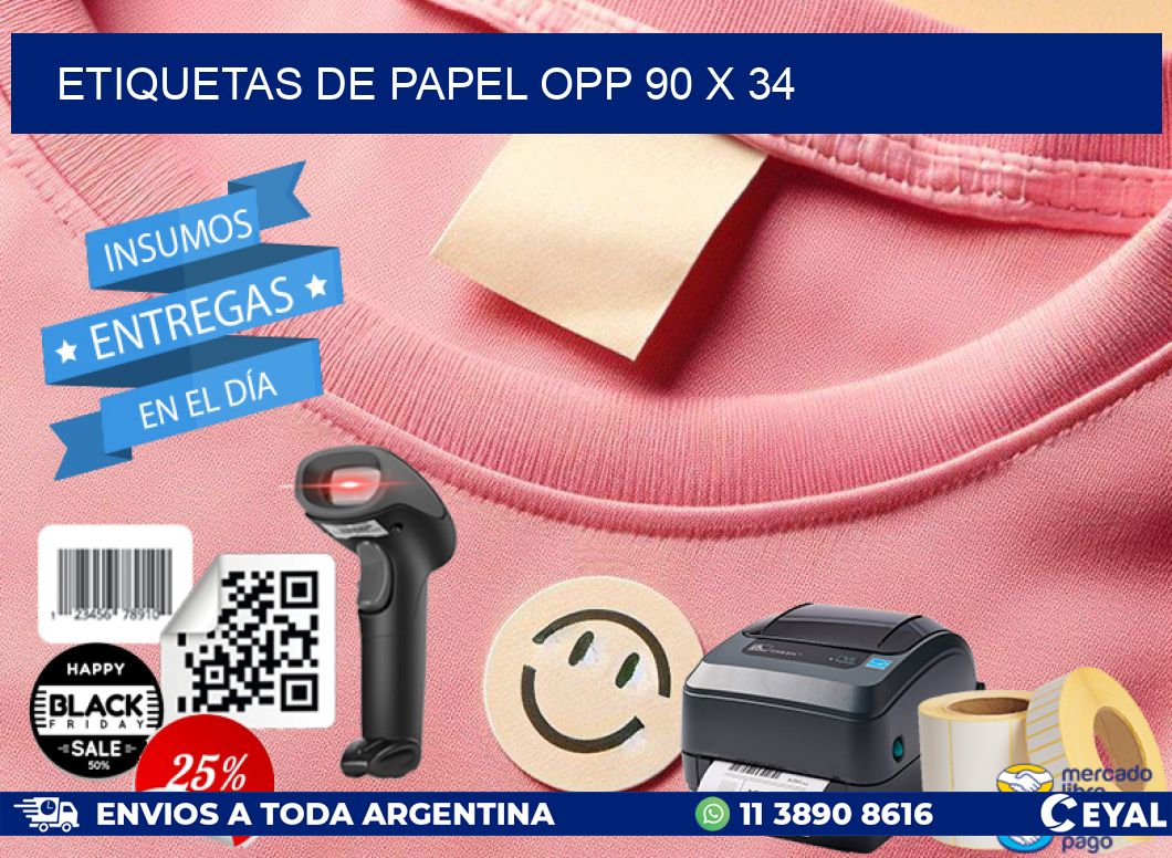 ETIQUETAS DE PAPEL OPP 90 x 34