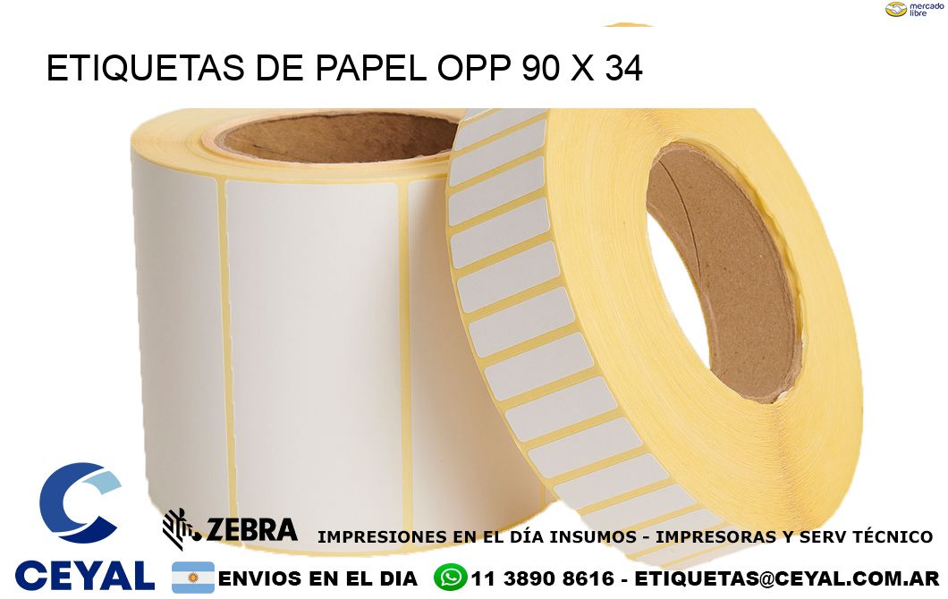 ETIQUETAS DE PAPEL OPP 90 x 34