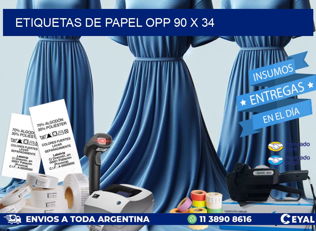 ETIQUETAS DE PAPEL OPP 90 x 34