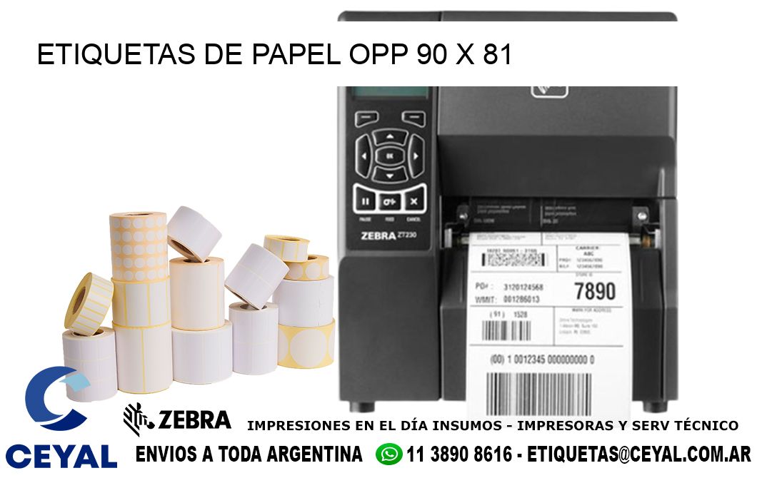 ETIQUETAS DE PAPEL OPP 90 x 81